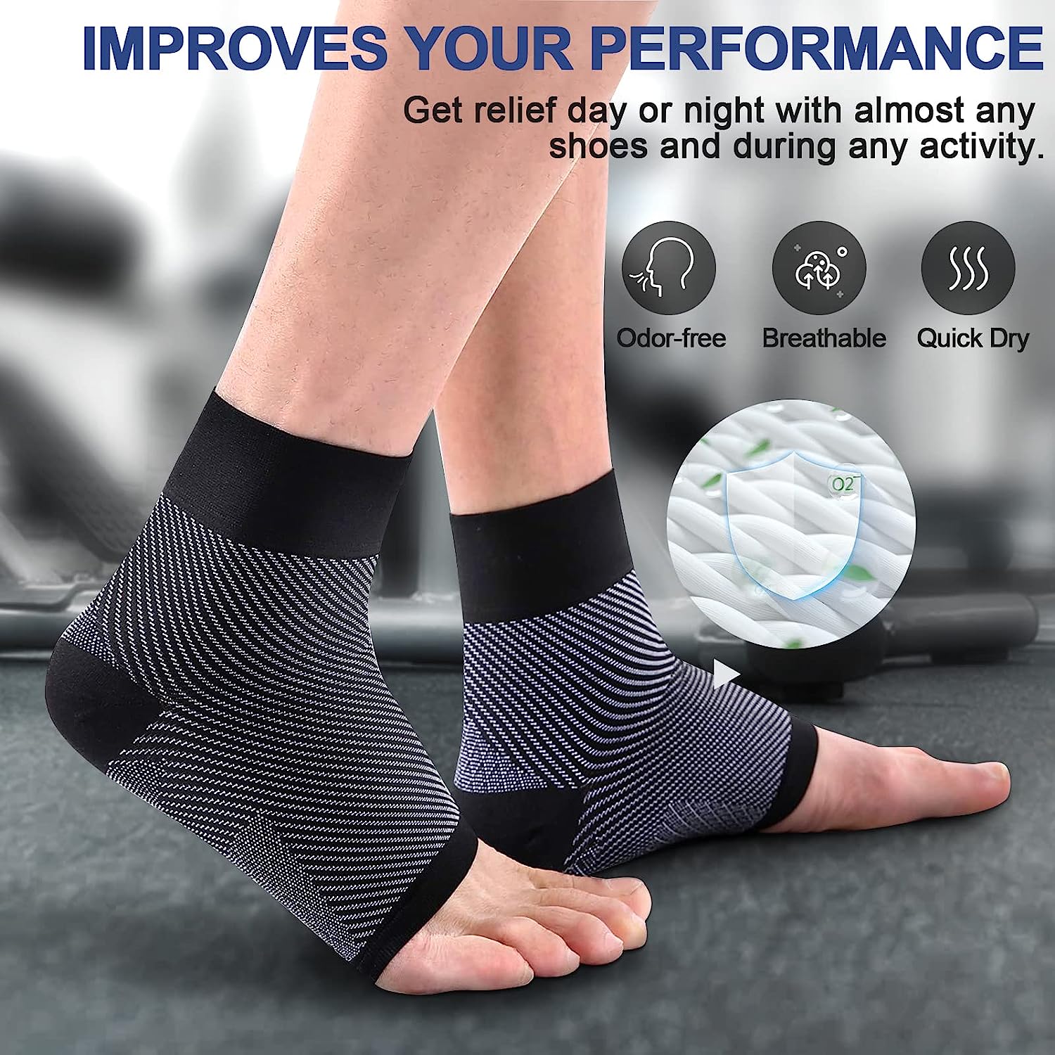 1 คู่ถุงเท้าการบีบอัด Plantar  - Ankle Brace Sock บทวิจารณ์และราคา